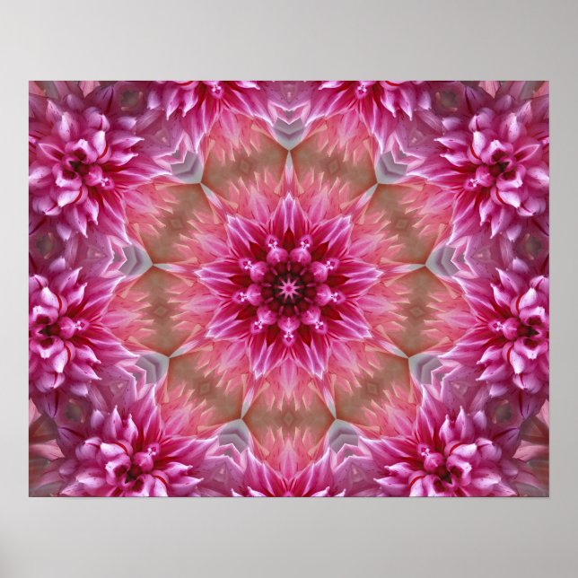 ROSA BLOMMIG MANDALA-KALEJDOSKOPKONST POSTER (Framsidan)
