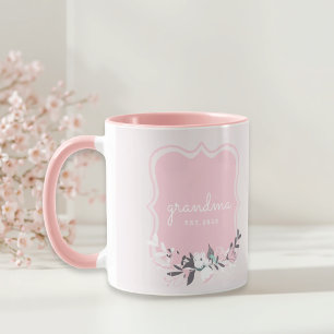 Rosa blommig morsdagpresent till mormor mugg