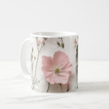 Rosa Blommig Mugg | Elegant Botanisk Kaffe C