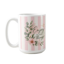 Rosa Blommig ”Njuta av de små sakerna” MuggMugg
