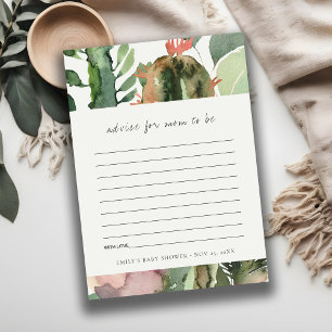 Rosa blommig öken kaktus fauna råd baby shower tilläggskort