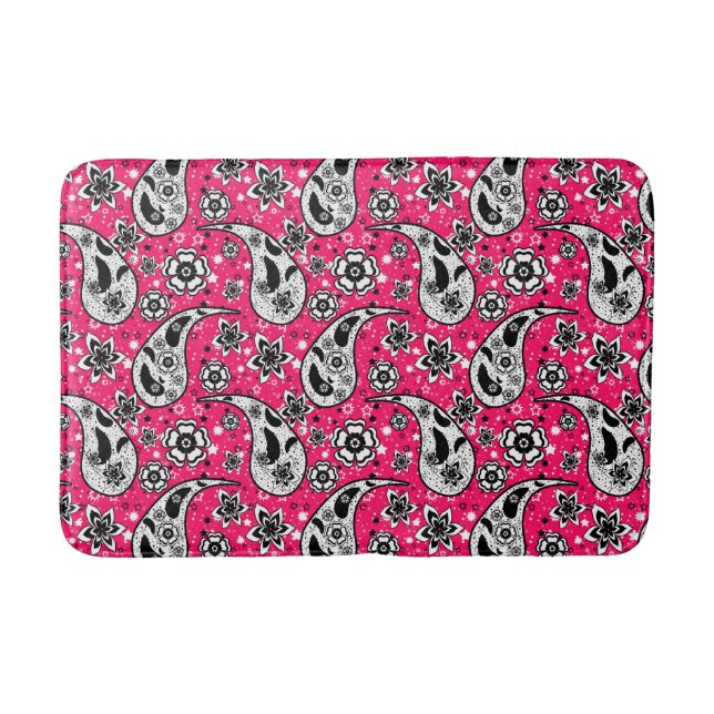 Rosa blommig paisley-mönsterdesign  badrumsmatta (Framsidan)