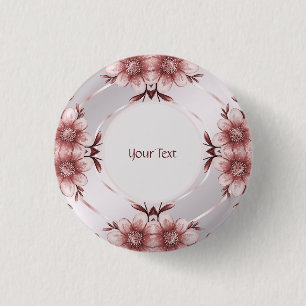 Rosa blommig pinback-knapp knapp