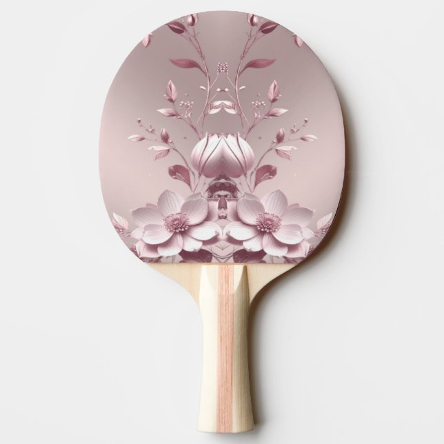 Rosa blommig pingisracket (Baksidan)