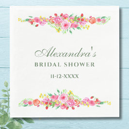 Rosa blommig Pion Bröllopsdusch Pappersservett