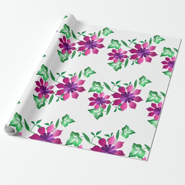 Rosa blommig presentpapper (Utrullad)