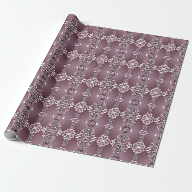 Rosa blommig presentpapper (Utrullad)