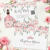 Rosa Blommig Quinceanera QR-kod RSVP