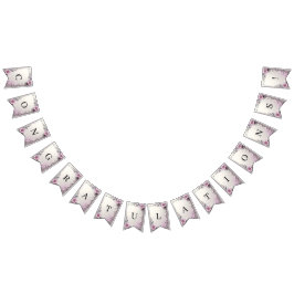 Rosa blommig ramhängande flaggor