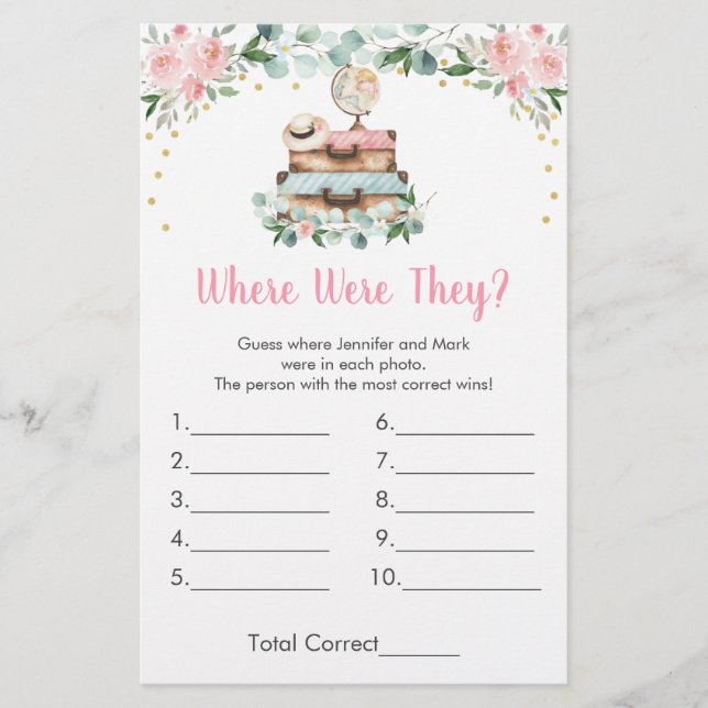 Rosa Blommig Resa Var Var Var Bröllopsspel (Framsida)