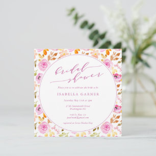 Rosa Blommig Romantisk Trädgård Elegant Bröllopsfe Inbjudningar
