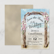 Rosa blommig rustik drivved strand pergola bröllop