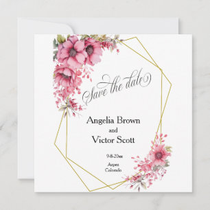 Rosa blommig Save the Date-inbjudan Spara Datumet