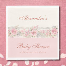 Rosa Blommig Shabby Chic Kristen Baby Shower