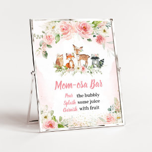 Rosa Blommig Skogsbadrum Mom Osa Barskylt Poster