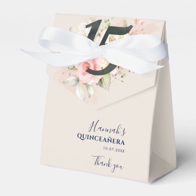 Rosa blommig skrivstil 15-årsdag presentaskar (Framsidan Sidan)