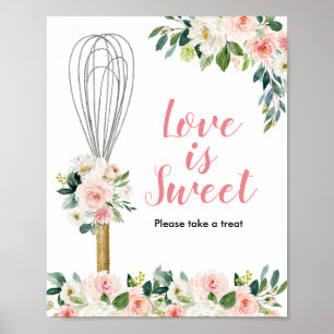 Rosa blommig snart bortförd Kärlek är sött Poster