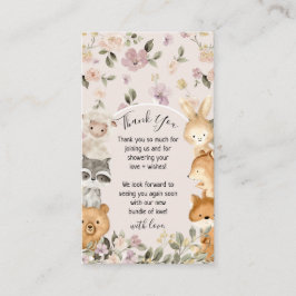 Rosa blommig söt baby skog djur tack tilläggskort