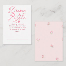Rosa blommig söt blöja lotteri baby shower biljett tilläggskort