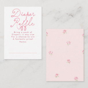 Rosa blommig söt blöja lotteri baby shower biljett tilläggskort