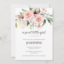 Rosa Blommig Söt Liten Flickas Bebis Shower Inbjudningar