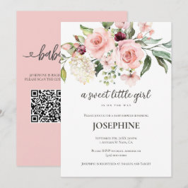Rosa Blommig Söt Liten Flickas Bebis Shower Inbjudningar