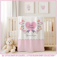 Rosa blommig söta drömmar monogrammerad