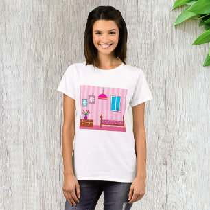 Rosa blommig sovrum barnrum t shirt