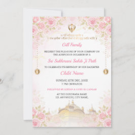 Rosa blommig Sukhmani Sahib Path-inbjudan Inbjudningar