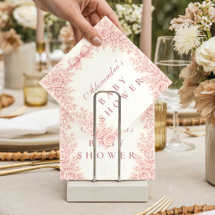 Rosa Blommig Toile Förlossningsfest Pappersservett