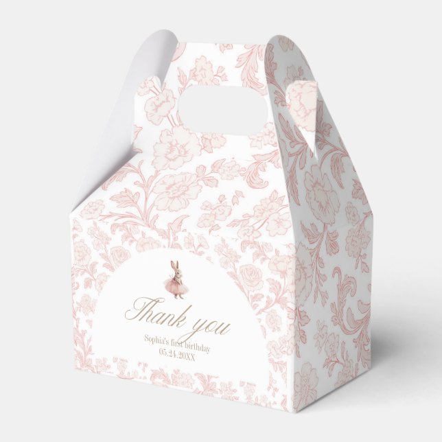 Rosa blommig Toile Some Bunny födelsedag Presentaskar (Framsidan Sidan)