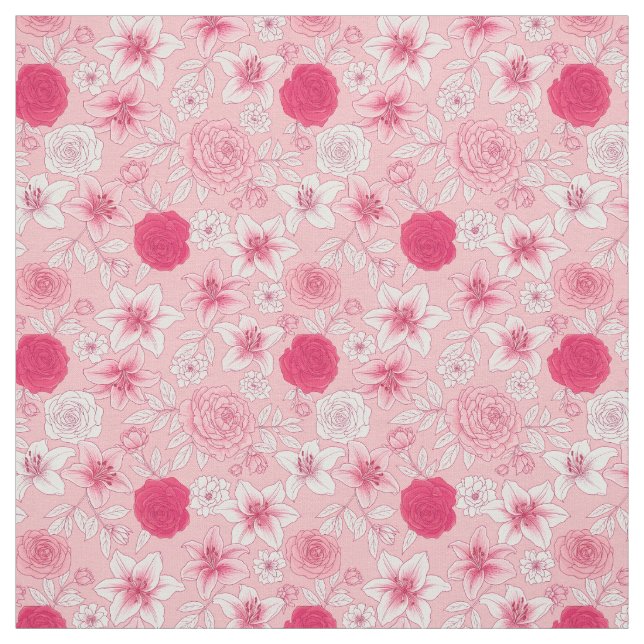 Rosa blommig tryckt klassisk tyg (Provkarta)