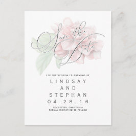 Rosa Blommig Typografi Elegant Spara Datumet Meddelande Vykort