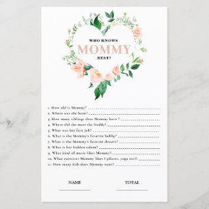 Rosa blommig vem vet mammas baby shower-spel bäst