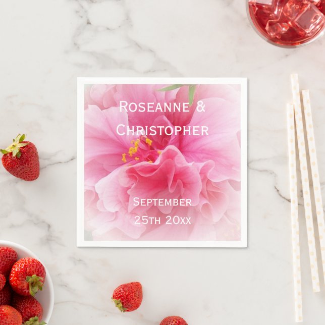 Rosa blommig vigselbröllop pappersservett (Insitu)