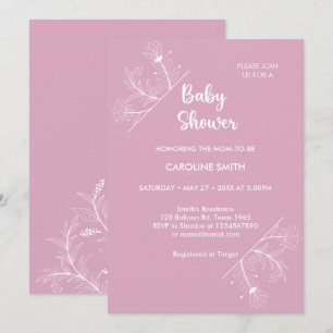 Rosa Blommig Vintage Baby Shower Inbjudningar