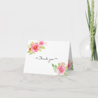 Rosa blommiga bröllop tackkort 3605