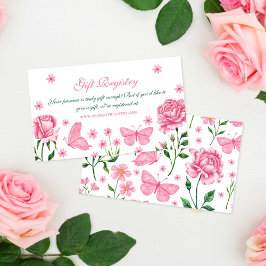 Rosa blommiga fjärilar Presentregister Quinceañera Tilläggskort