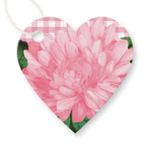 Rosa blommiga gingham tack för presenttaggar