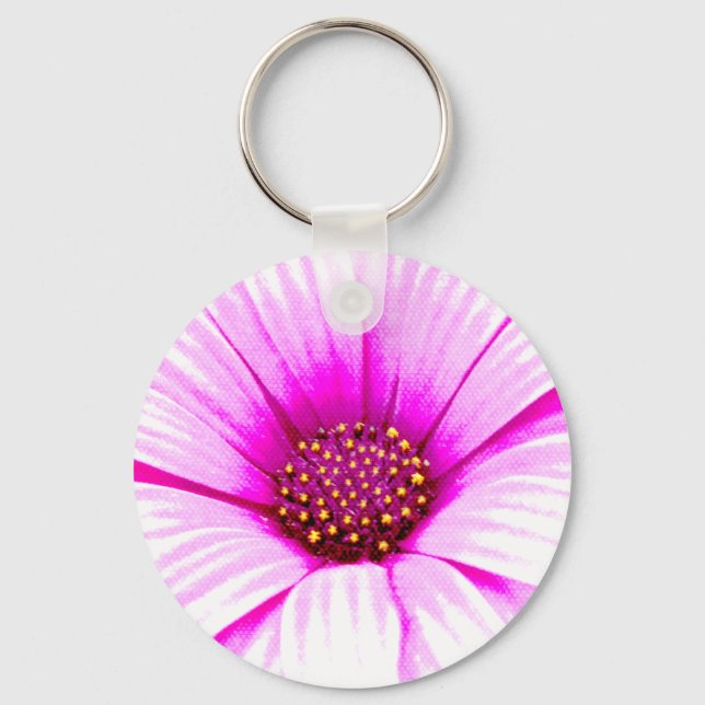 Rosa blommiga Keychain Nyckelring (Framsida)