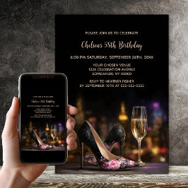 Rosa blommiga klänningar med höga klackar födelsed inbjudningar