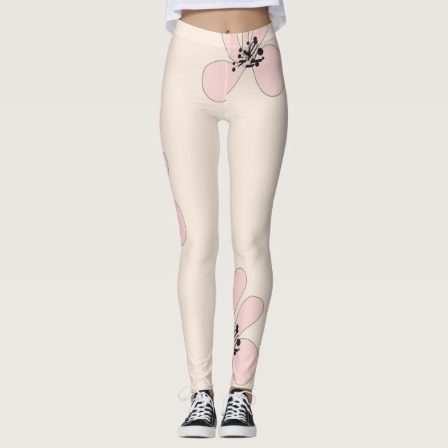 rosa blommiga leggings (Framsida)