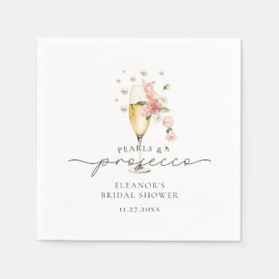 Rosa blommiga pärlor och Prosecco bröllopsdusch Pappersservett