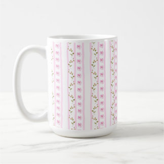 Rosa blommiga randiga mönster kaffemugg