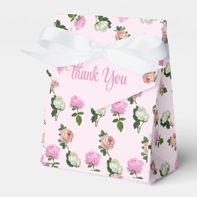 Rosa Blommiga Rosor Tack Presentaskar (Framsidan Sidan)