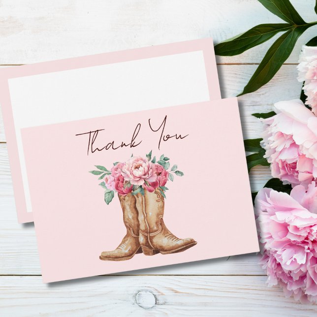 Rosa blommiga rustika cowboystövlar Tack så mycket Kort (Skapare uppladdad)