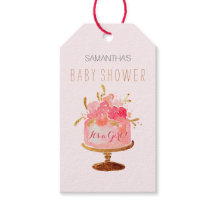Rosa blommiga tårta Det är en flicka Baby Shower p