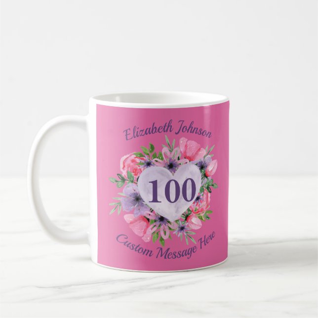 Rosa Blommigt 100 Mugg för kvinnor (Vänster)