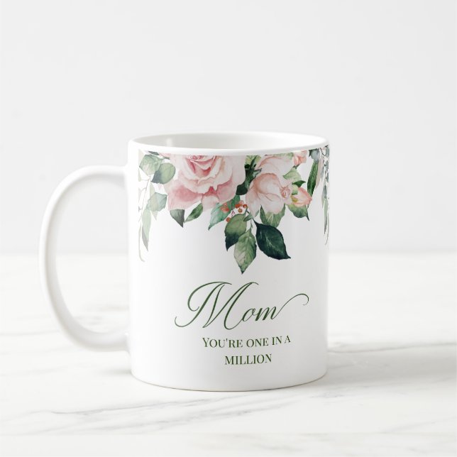  Rosa Blommigt 1 i miljoner Mamma-kaffe Mugg (Vänster)