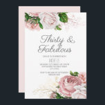 Rosa Blommigt 30 och Fabulous Birthday Inbjudningar<br><div class="desc">Elegant modern botanisk blommigt för  rosa (ro) och grönt på vit trädgårdstema 30års födelsedag party/30 och Fabulous inbjudan. Text,  teckensnitt,  teckensnitt storlekt och färg är helt anpassade,  så det här kortet kan anpassas efter dina behov kostym.</div>